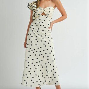 Polka Dot One Shoulder Ruffle Maxi Dress NWT Size Small – Trending Formal Event